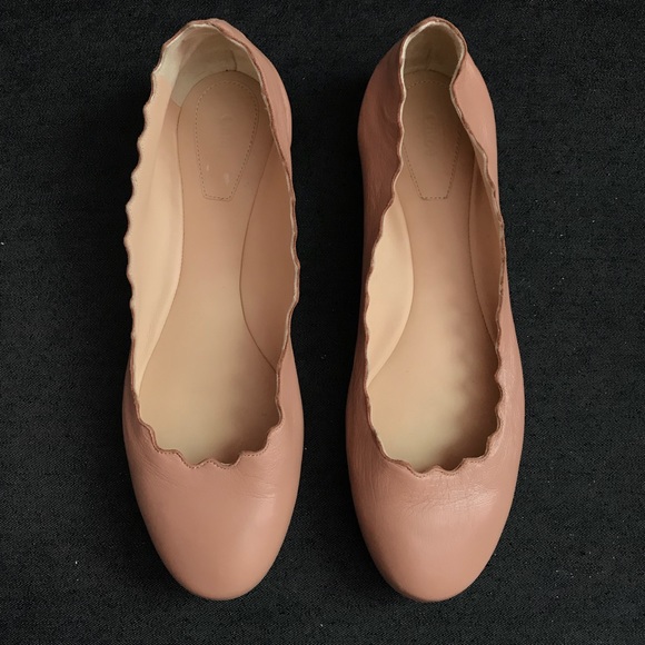 nude scalloped flats